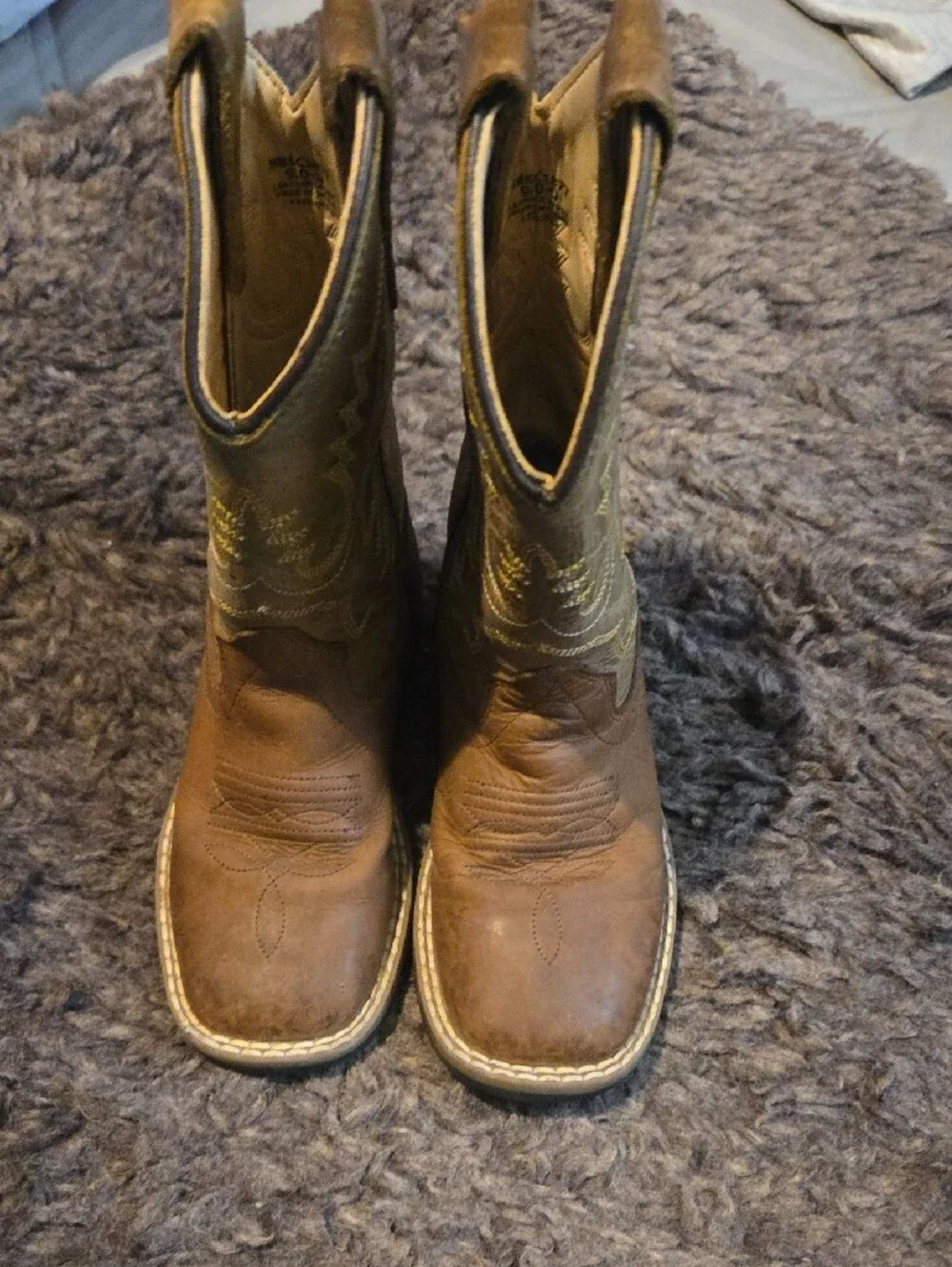 Kids Brown With Green CODY JAMES Leather Western Cowboy Boots